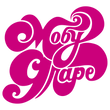 Swirly magenta word logo for Moby Grape