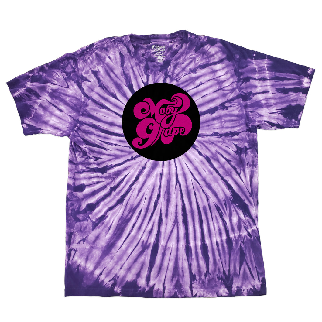 Moby Grape Logo on Purple Tie Dye T-shirt