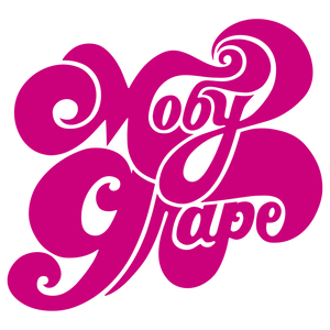 Swirly magenta word logo for Moby Grape