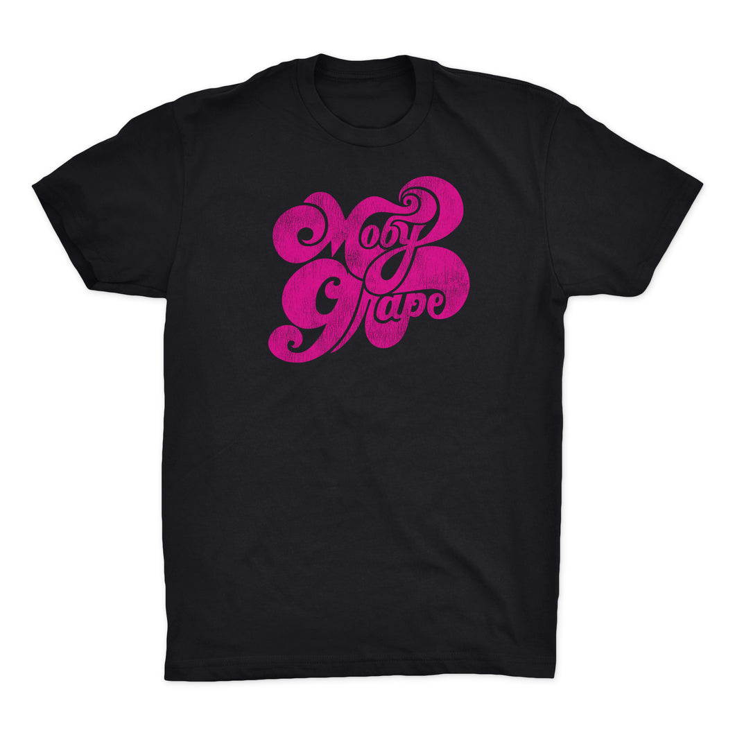 Moby Grape Distressed Logo on Black T-shirt
