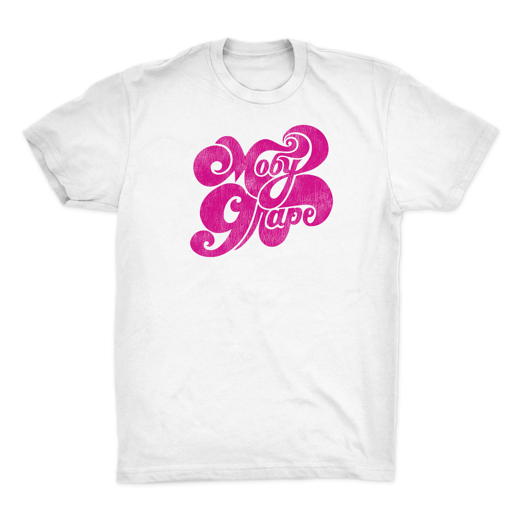 Moby Grape Distressed Logo on White T-shirt